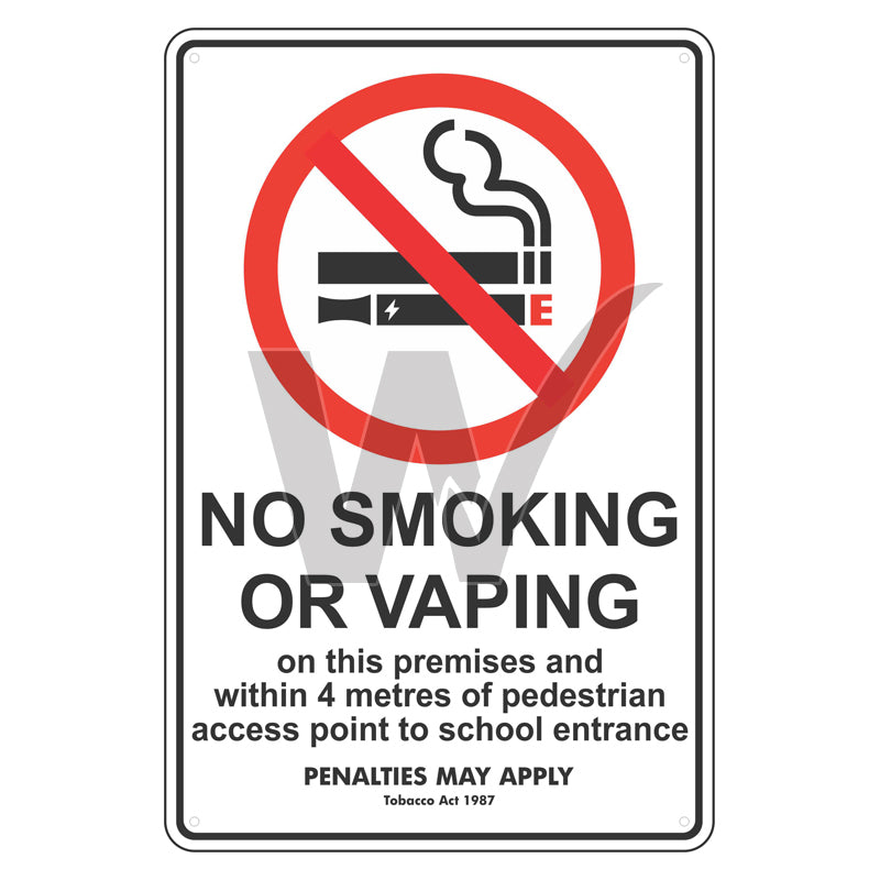 Prohibition Sign - No Smoking Or Vaping On This Premises Within 4 Metres