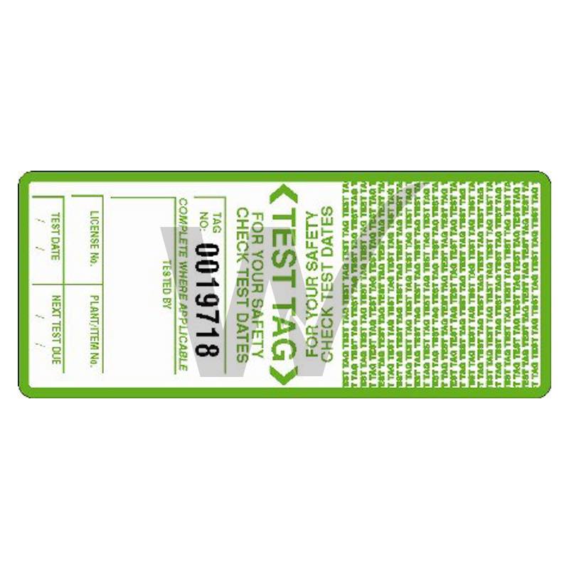 Self Laminating Test Tags With Security Flap - Green