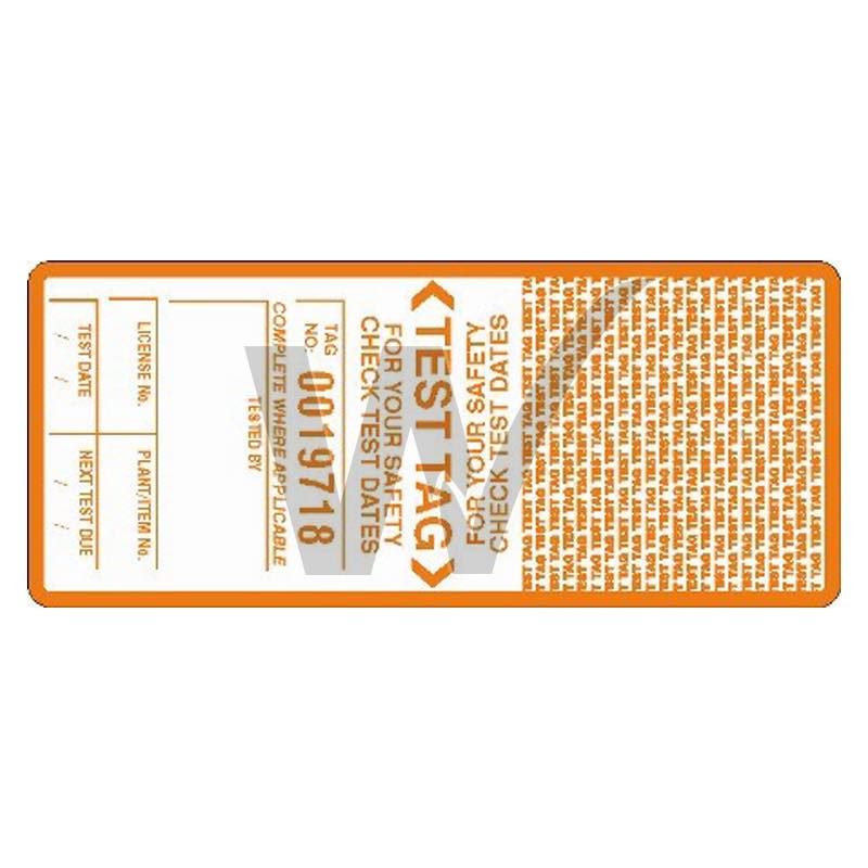 Self Laminating Test Tags With Security Flap - Orange