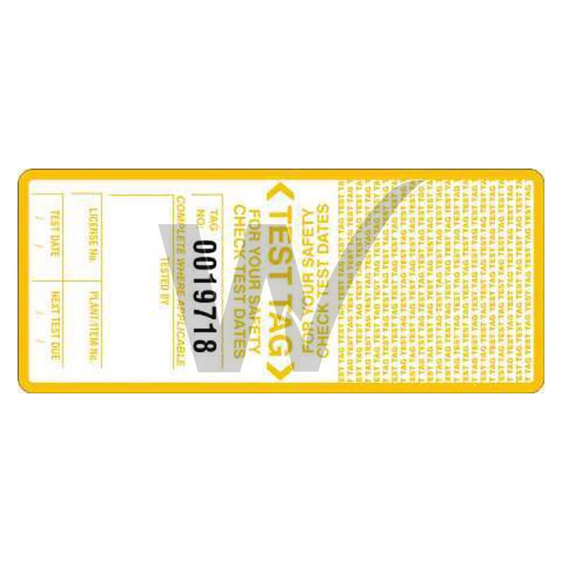 Self Laminating Test Tags With Security Flap - Yellow